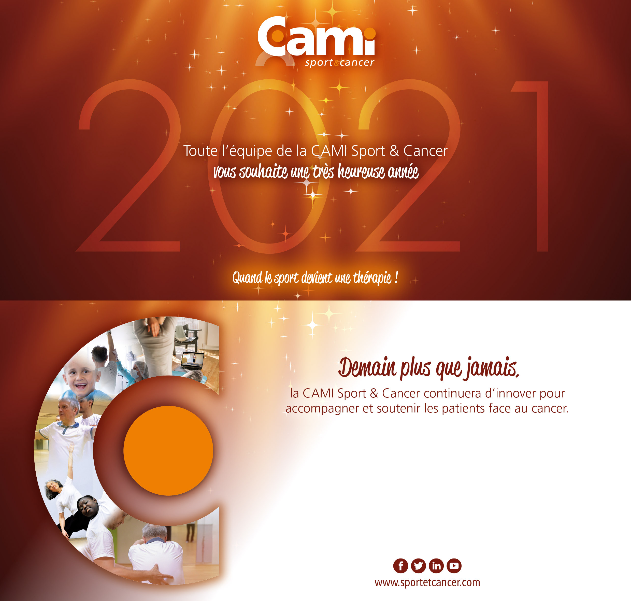 Tout l'équipe de la CAMI Sport & Cancer vous souhaite une très heureuse année 2021 !